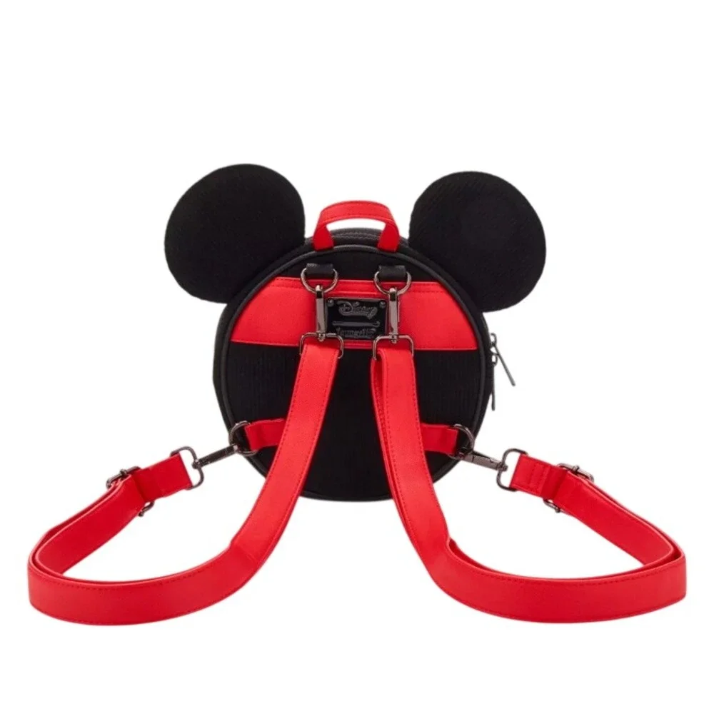 Disney Loungefly Mickey Mouse Minimalist Corduroy Convertible Backpack Black Red